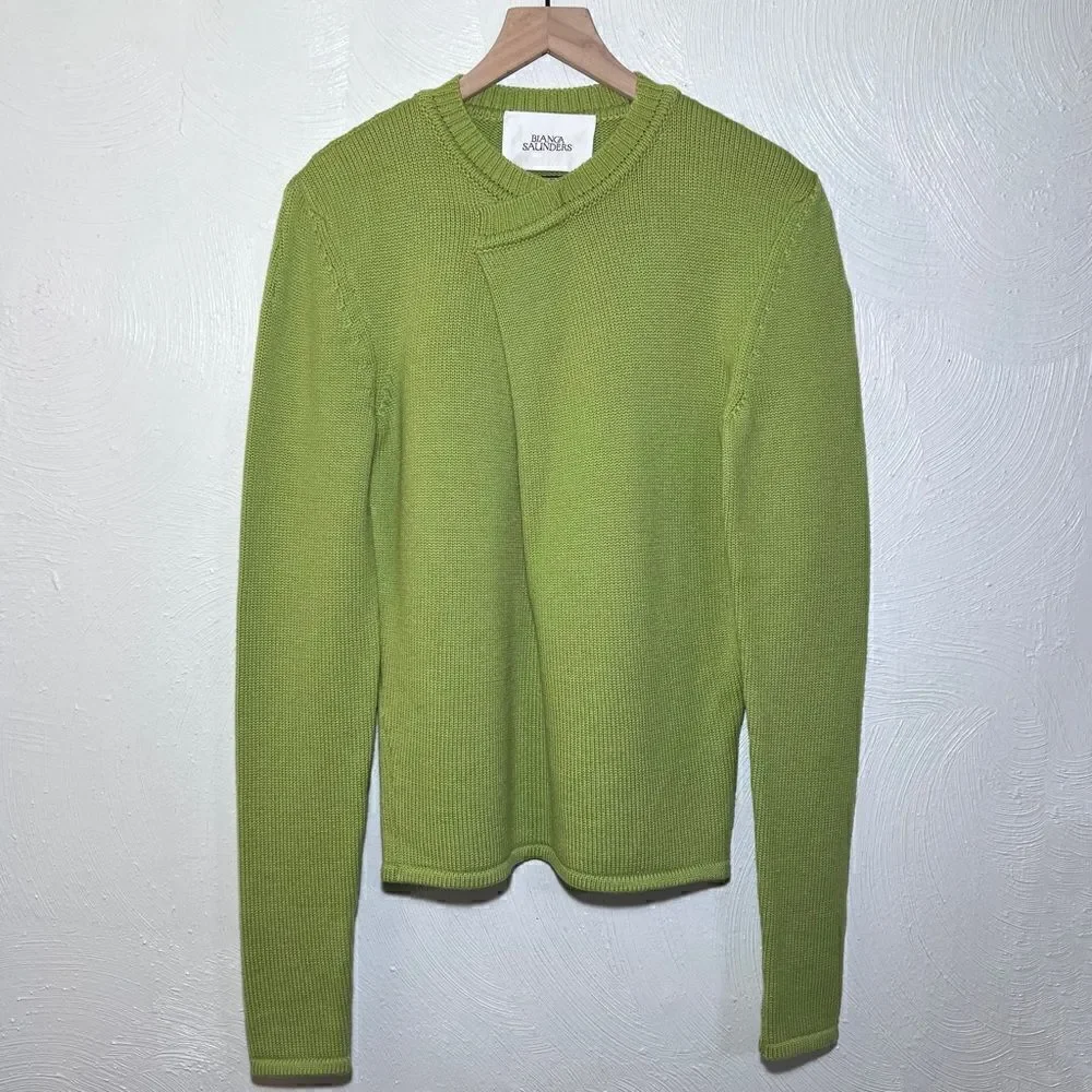 Bianca Saunders Tun Over Knit Jumper in Muted Lime